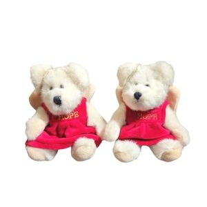 Vintage Boyd's Bears Cassandra C. Angelflight Bear 6" Ornament 2 Pc. Set 6"X4"X2